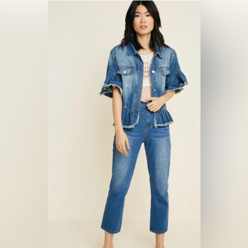 New Hayden Ruffle Denim Jacket